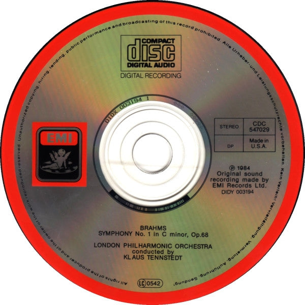 Brahms*, Klaus Tennstedt, London Philharmonic Orchestra : Symphony No. 1 In C Minor (CD, Album)