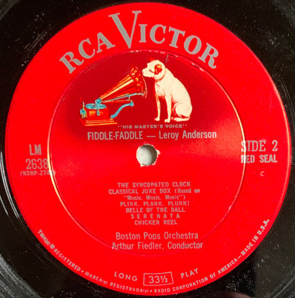 Boston Pops*, Arthur Fiedler : Fiddle-Faddle • Blue Tango • Sleigh Ride (10 Other Leroy Anderson Favorites) (LP, Album, Mono)