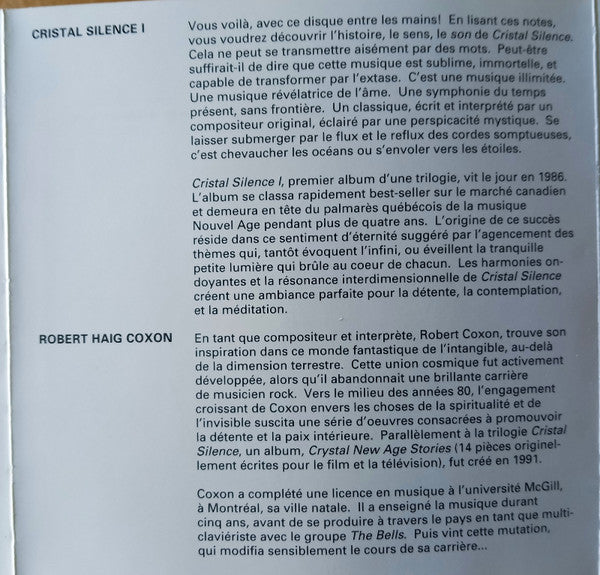 Robert Haig Coxon : The Silence Within - Cristal Silence I (CD, Album, RE)