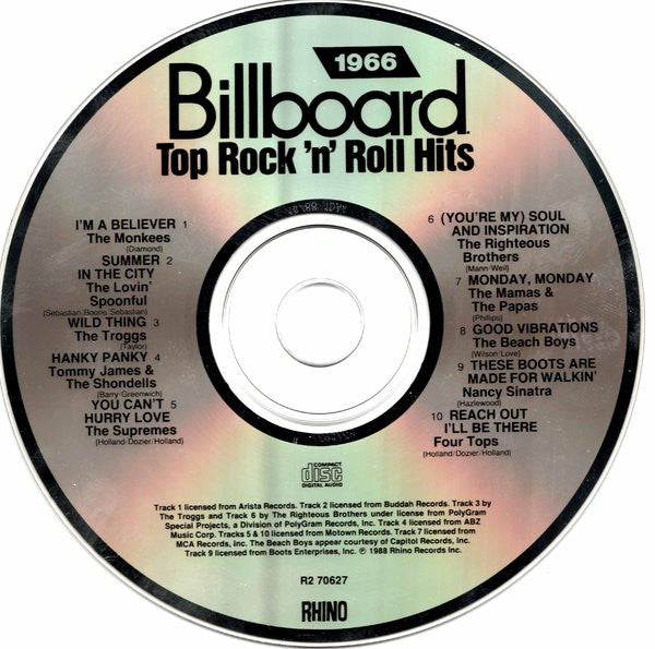 Various : Billboard Top Rock'N'Roll Hits - 1966 (CD, Comp)