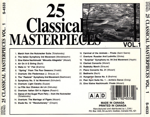 Various : 25 Classical Masterpieces Vol. 1 (CD, Comp)