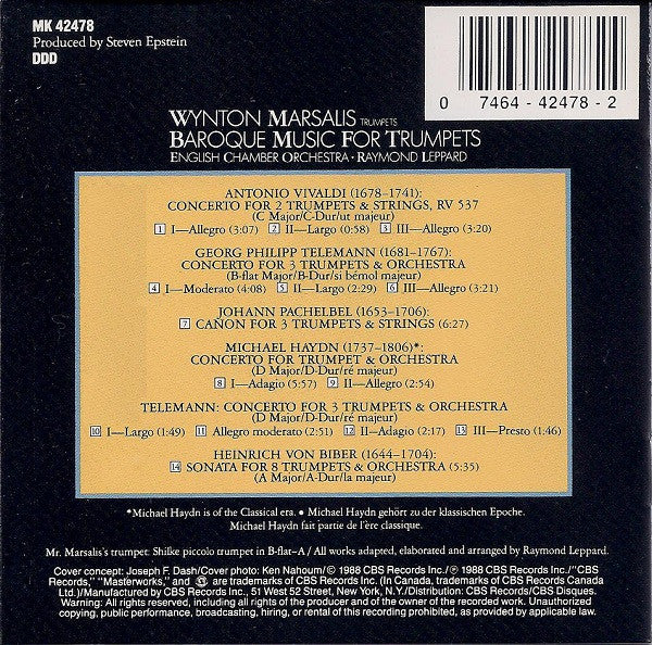 Wynton Marsalis : Baroque Music For Trumpets (CD, Album)