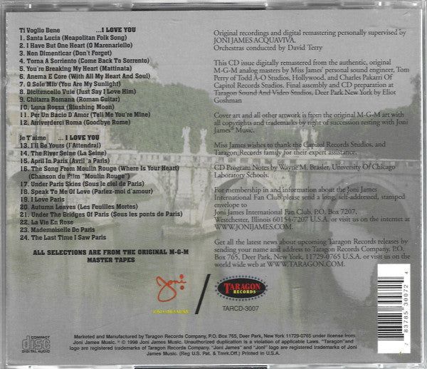 Joni James : Ti Voglio Bene / Je T'aime (I Love You) (CD, Comp, RM)