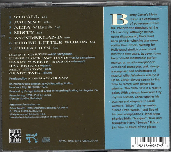 The Benny Carter Group : Wonderland (CD, RM)