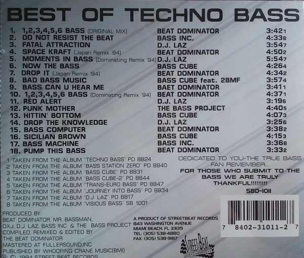 Various : Best Of Techno Bass (CD, Comp)