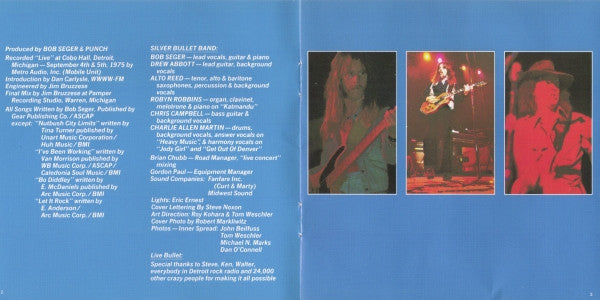 Bob Seger & The Silver Bullet Band* : 'Live' Bullet (CD, Album, RE)
