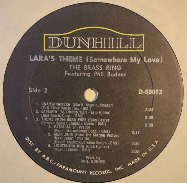 The Brass Ring Featuring Phil Bodner : Lara's Theme (LP, Album, Mono)