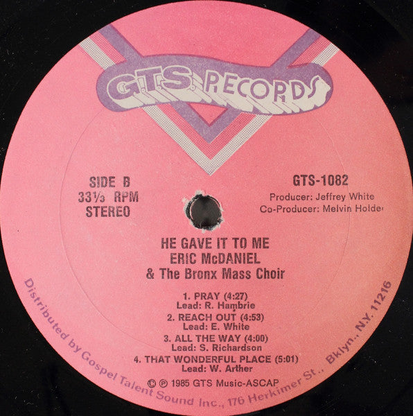Eric McDaniel And The Bronx Mass Choir : He Gave It To Me (LP)