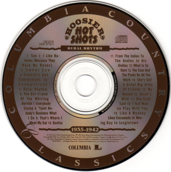 Hoosier Hot Shots : Rural Rhythm (1935 -1942) (CD, Comp, RM)