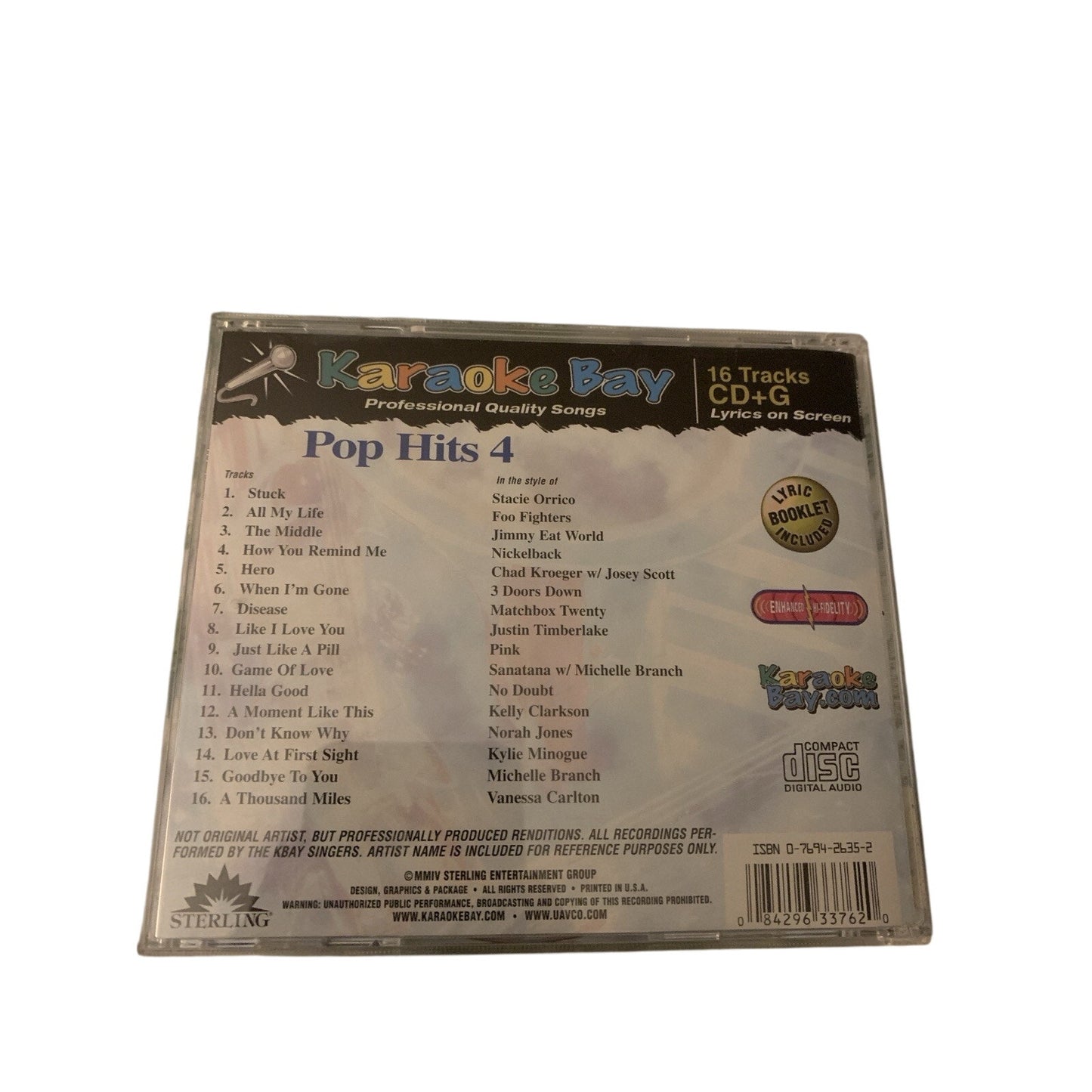 Karaoke Bay - Pop Hits 4🎵CD+G Pink 3 Doors Down Kylie Minogue Foo Fighters 16 Tracks