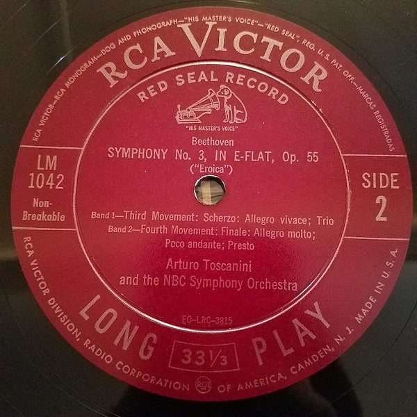 Beethoven* - Arturo Toscanini And The NBC Symphony Orchestra : Symphony No. 3 In E-Flat, Op. 55 ("Eroica") (LP, Album, Mono)