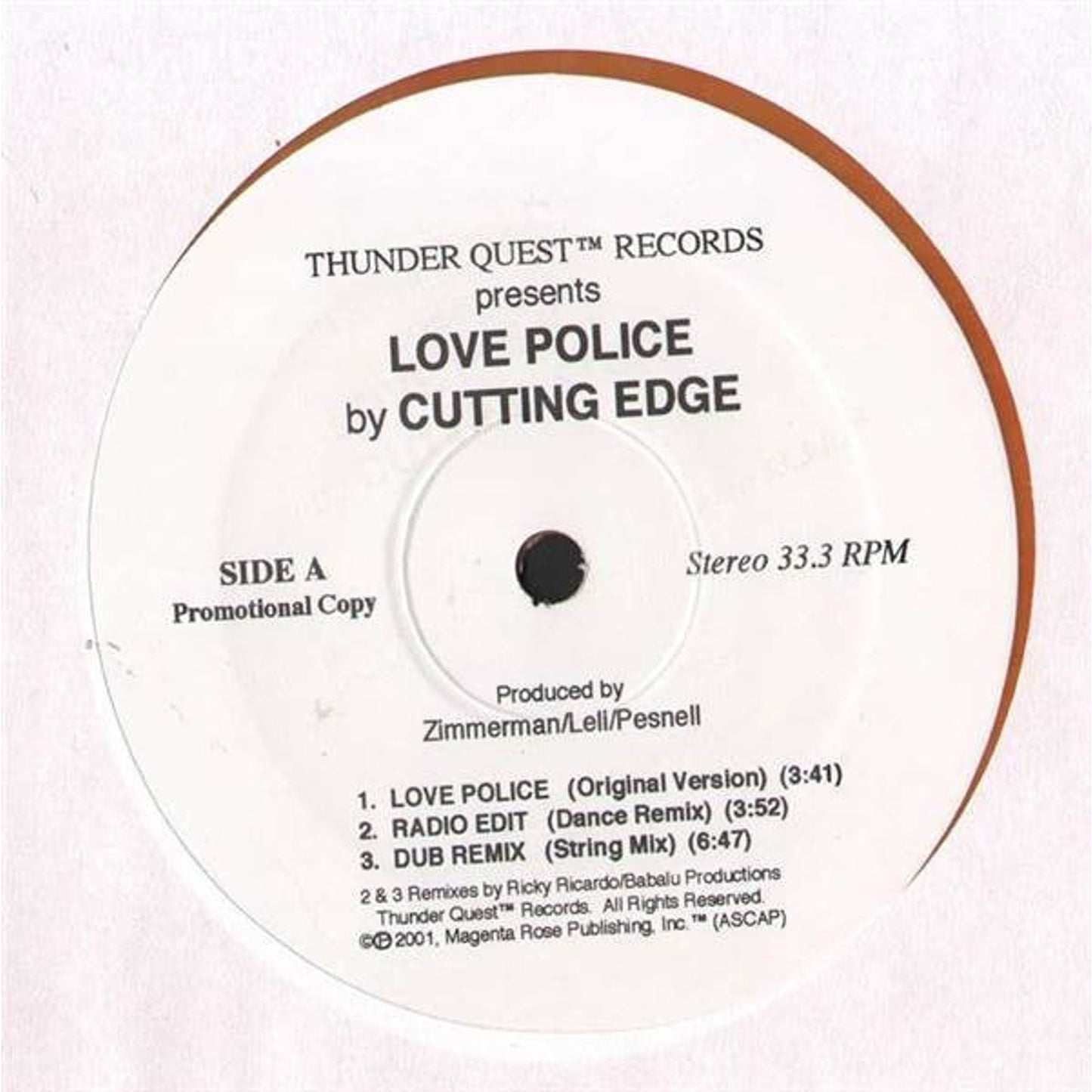 Cutting Edge - Love Police (12", Promo, Ora)