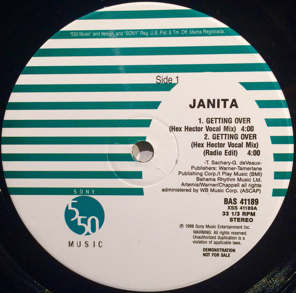 Janita : Getting Over (12", Promo)