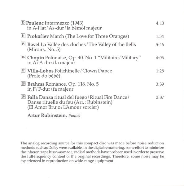 Rubinstein* : Highlights From The Rubinstein Collection (CD, Comp)