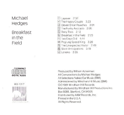 Michael Hedges : Breakfast In The Field (CD, Album, RE)