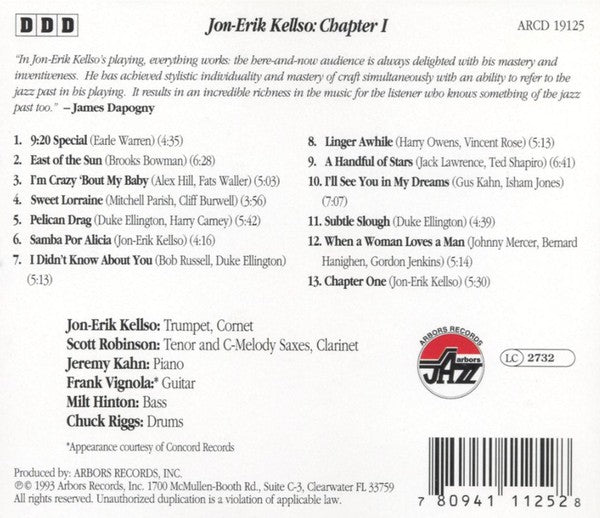 Jon-Erik Kellso : Milt Hinton, Jeremy Kahn, Chuck Riggs, Scott Robinson (2) : Chapter I (CD, Album)