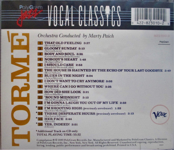 Mel Tormé : Tormé (CD, Album, RE, RM)