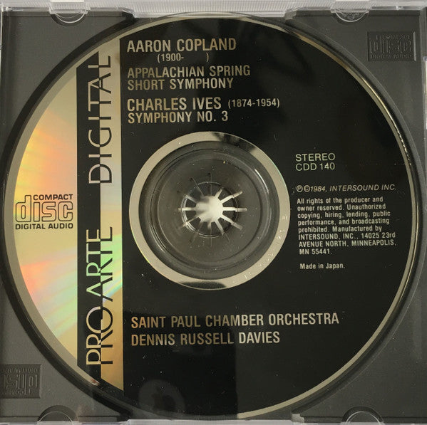 Copland*, Ives*, Saint Paul Chamber Orchestra*, Dennis Russell Davies : Appalachian Spring / Short Symphony / Symphony No. 3 (CD, Album)