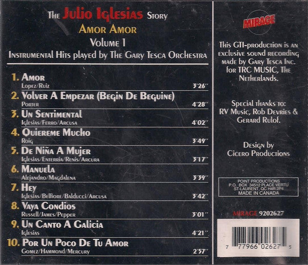 Dreamsound Orchestra, The - Amor Amor The Julio Iglesias Story (CD) - Discogs image 3