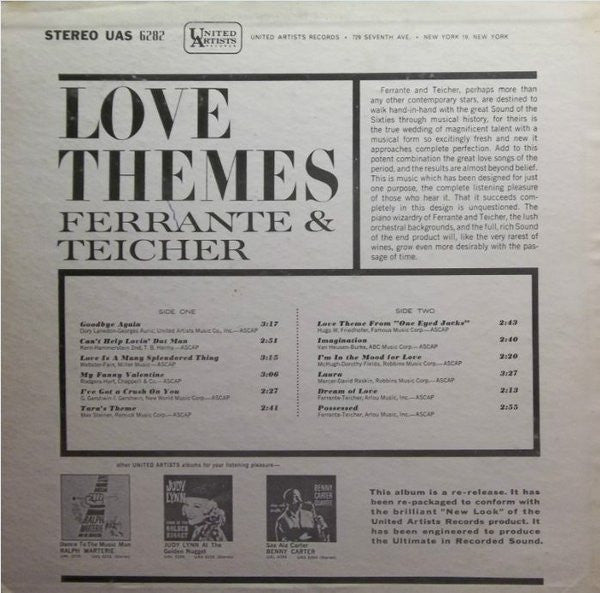 Ferrante & Teicher And Ferrante And Teicher Orchestra - Love Themes (LP) - Discogs image 2