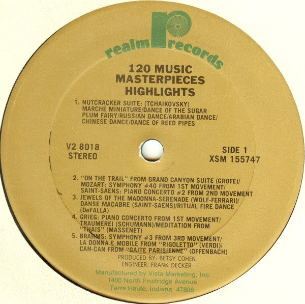 Various : 120 Music Masterpieces Highlights Vol. 1 (2xLP, Comp)