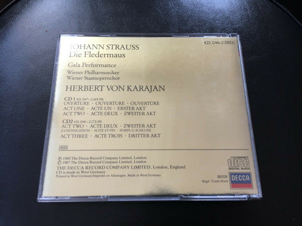 Johann Strauss Jr. - Wiener Philharmoniker, Herbert von Karajan - Die Fledermaus (Gala Performance) (2xCD) - Discogs image 3