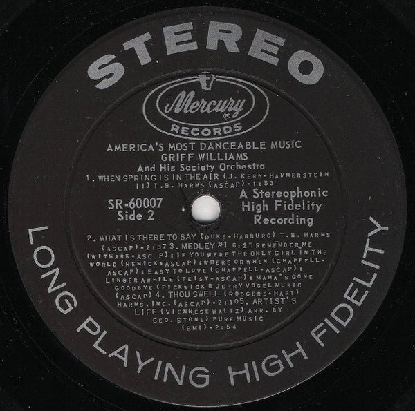 Griff Williams And His Society Orchestra - America's Most Danceable Music (LP) - Discogs image 4