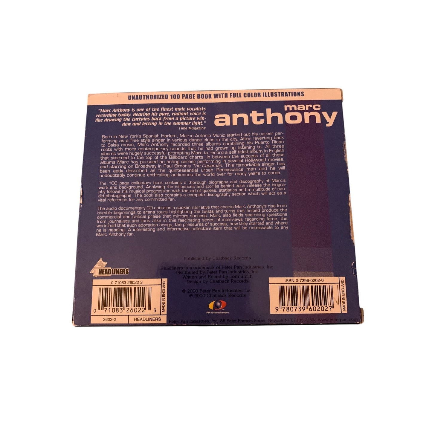 Marc Anthony - Unauthorized Audio Documentary CD With 100 Page Full Illustrated Book (Audiobook)