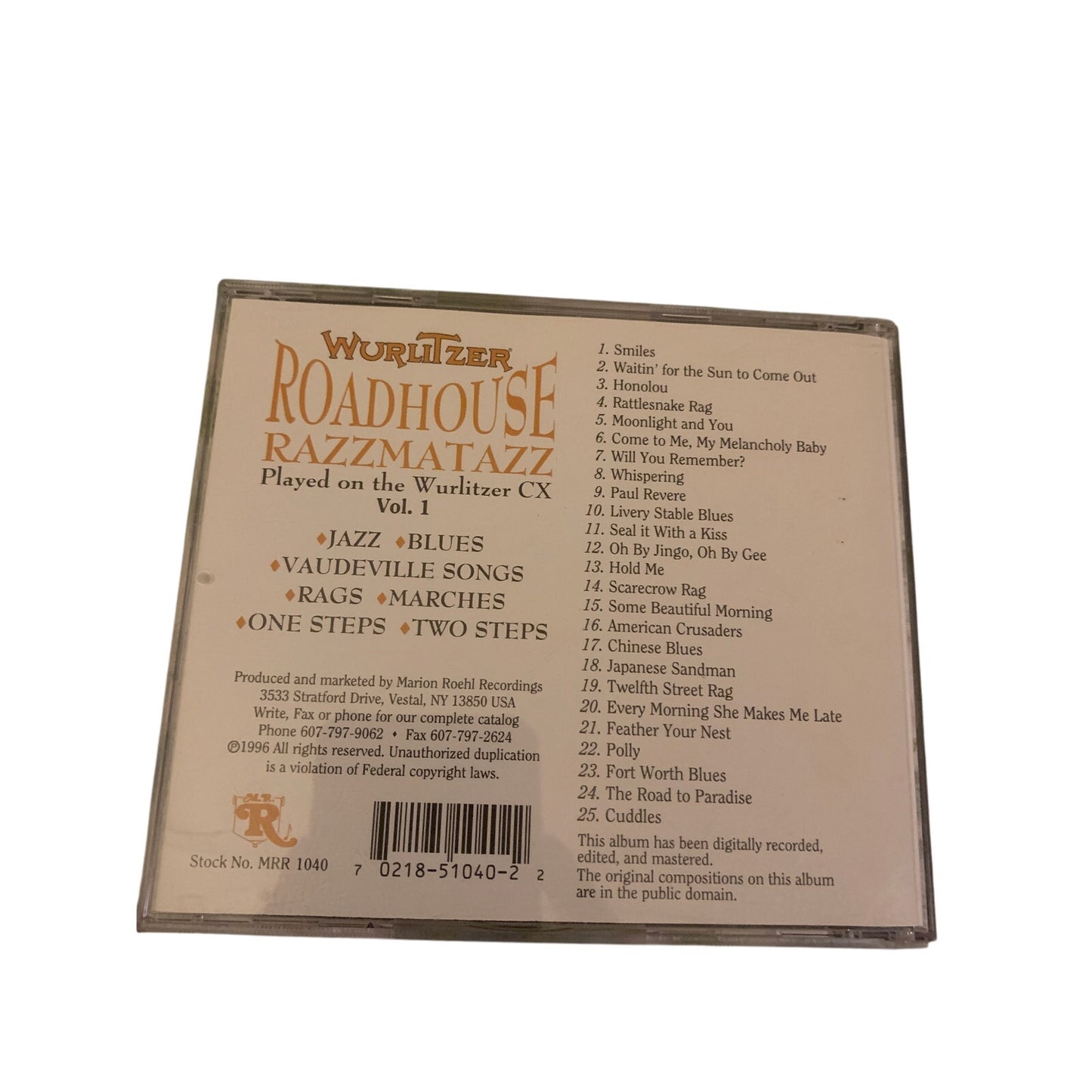 Wurlitzer Cx Orchestration - Roadhouse Razzmatazz Vol. 1 (CD)