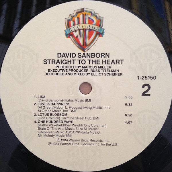 David Sanborn : Straight To The Heart (LP, Album, All)