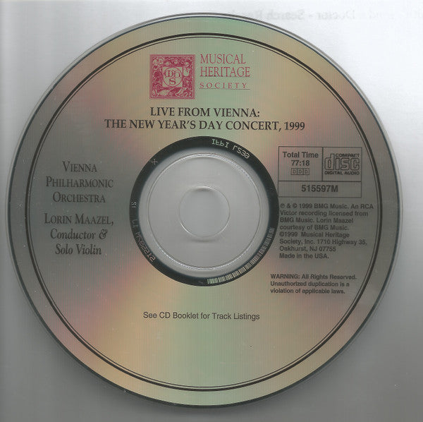 Wiener Philharmoniker, Lorin Maazel : Live From Vienna: The New Year's Day Concert, 1999 (CD, Album, Club)