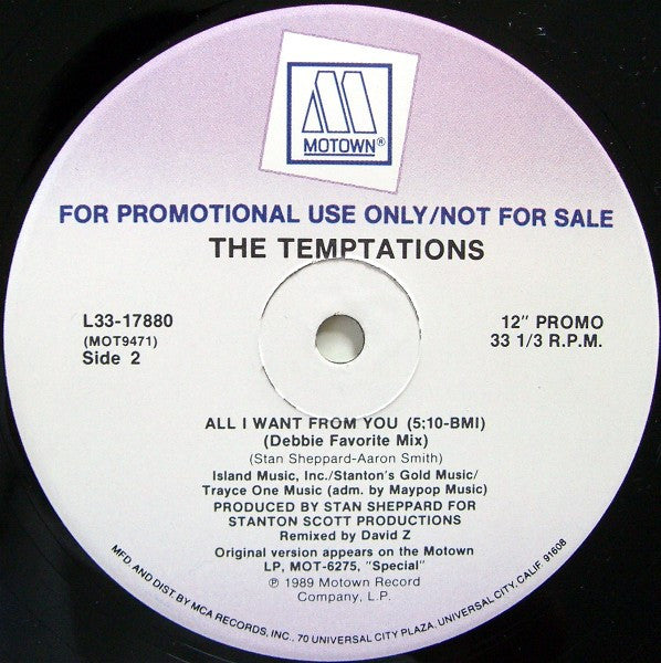 The Temptations : All I Want From You (12", Promo)