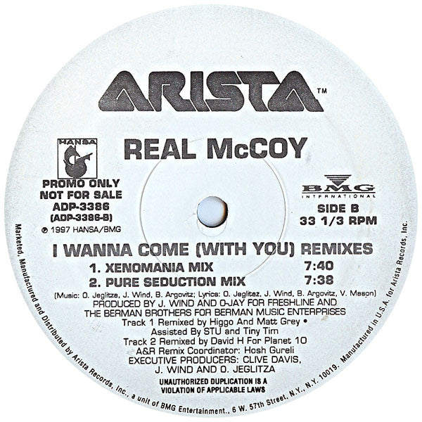Real McCoy : I Wanna Come (With You) Remixes (12", Promo)