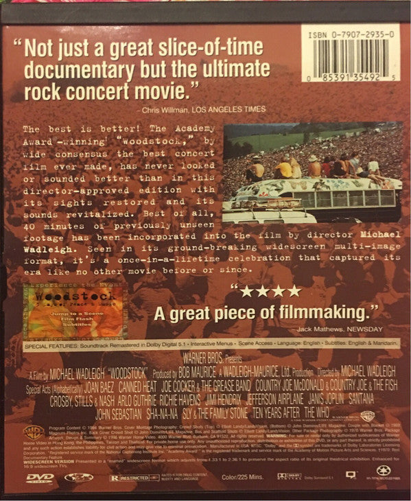Various : Woodstock: 3 Days of Peace & Music, The Director's Cut (DVD-V, D/Sided, NTSC, Reg)