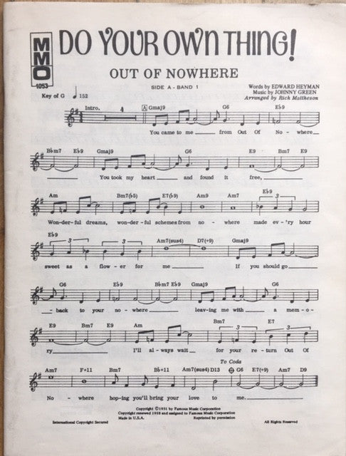 The Rich Mattheson Quartet, The Vinson Hill Quartet : Do Your Own Thing! Music Minus One Instrumentalist (LP)