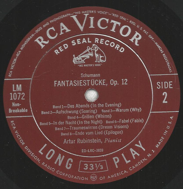 Robert Schumann, Ludwig van Beethoven, Arthur Rubinstein : Fantasiestücke, Op. 12 / Pathetique, Sonata No. 8 (LP, Album)