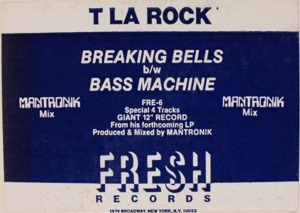 T La Rock : Breaking Bells / Bass Machine (12", Promo)