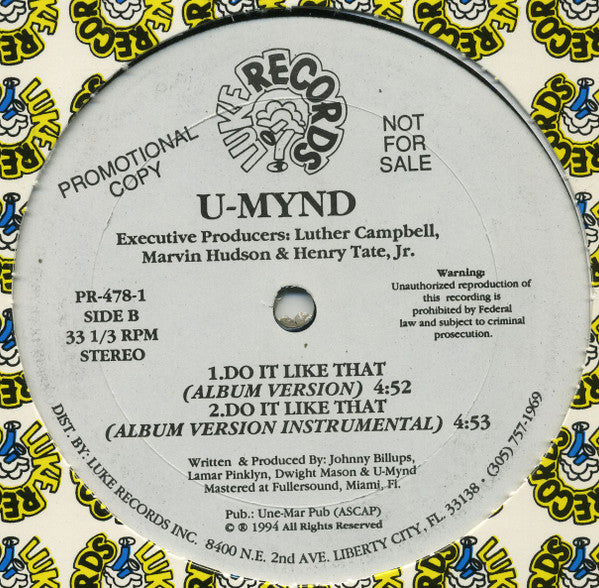 U-Mynd : Prove My Love / Do It Like That (12", Promo)