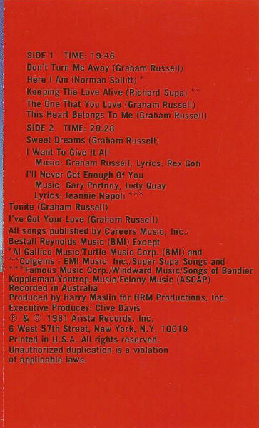 Air Supply : The One That You Love (Cass, Album)