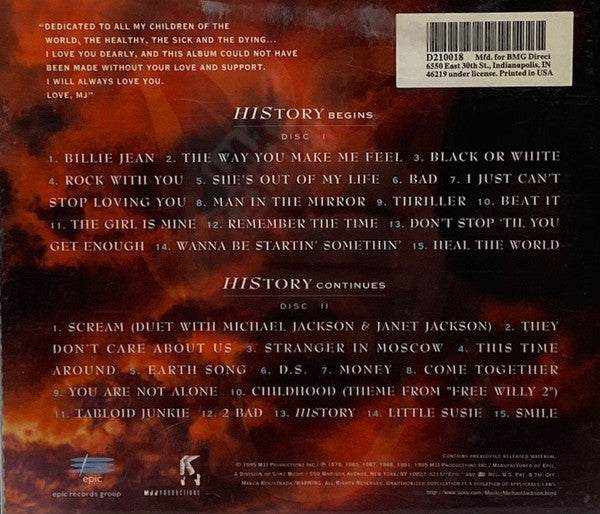 Michael Jackson : HIStory - Past, Present And Future - Book I (2xCD, Comp, Club, RM, Gol)