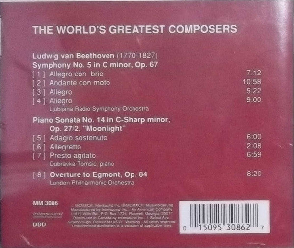 Ludwig van Beethoven : Symphony No. 5 / Moonlight Sonata / Egmont Overture (CD, Comp)