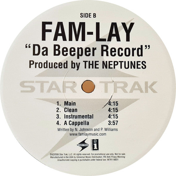 Fam-Lay : Da Beeper Record (12", Promo)