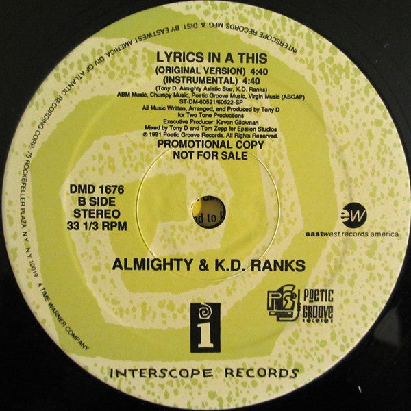 Almighty Asiatic Star & K.D. Ranks : Trenton Where We Live (12", Promo)