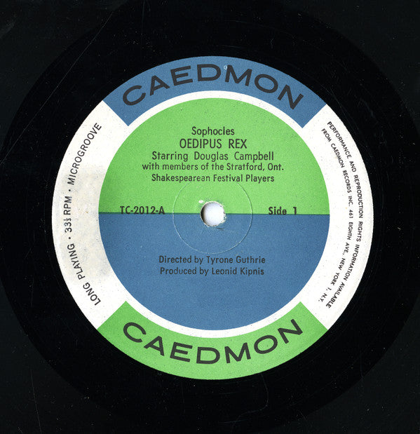 Sophocles - Tyrone Guthrie, Douglas Campbell, The Stratford, Ontario, Shakespearian Festival Players - William Butler Yeats, Leonid Kipnis : Oedipus Rex (2xLP, Mono, Gat)