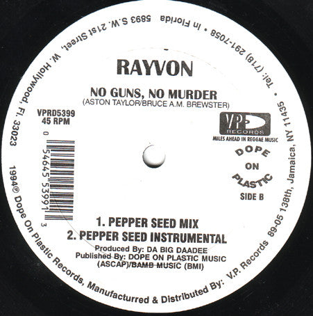 Rayvon : No Guns, No Murder (12")