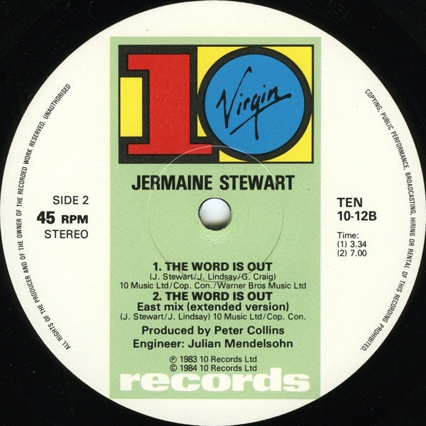 Jermaine Stewart : The Word Is Out (12")