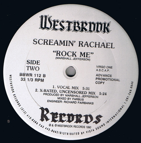 Screamin' Rachael : Rock Me (12", Promo)