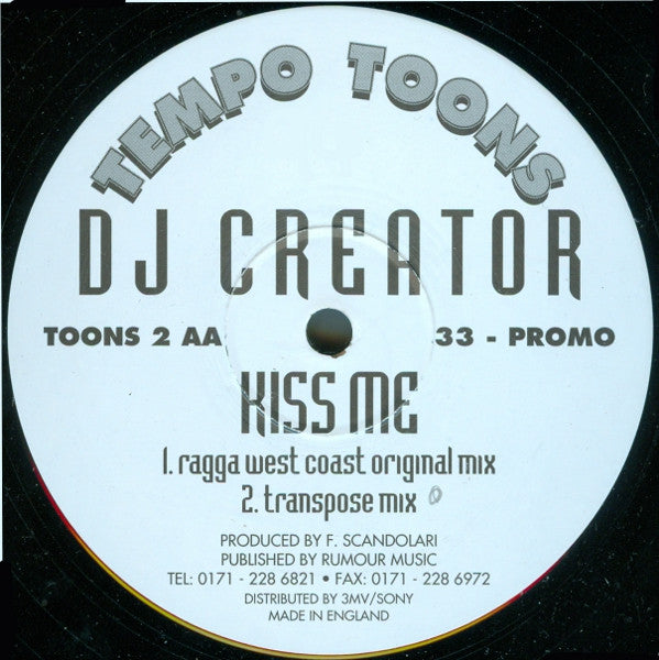DJ Creator (2) : Kiss Me (12", Promo)
