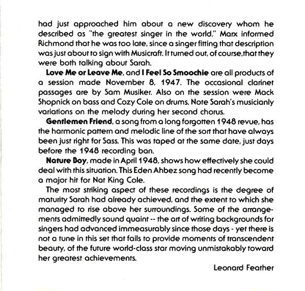 Sarah Vaughan : Time & Again (CD, Comp)