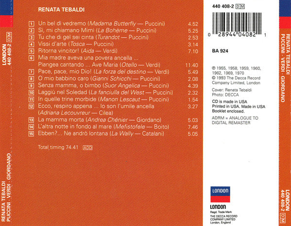 Renata Tebaldi : Grandi Voci (CD, Comp)